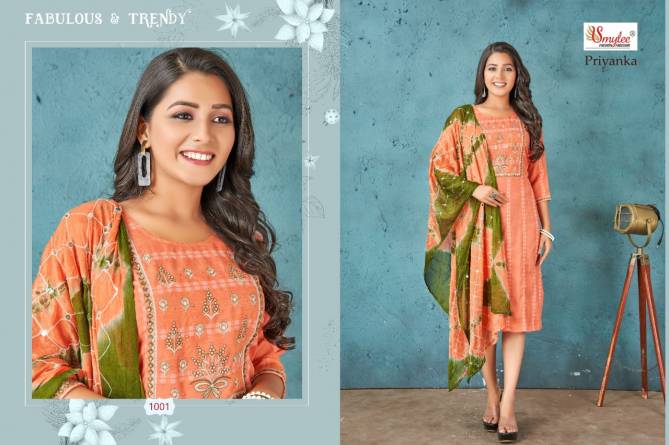 Rung Priyank Fancy Ethnic Wear Rayon Designer Kurti With Dupatta Collection